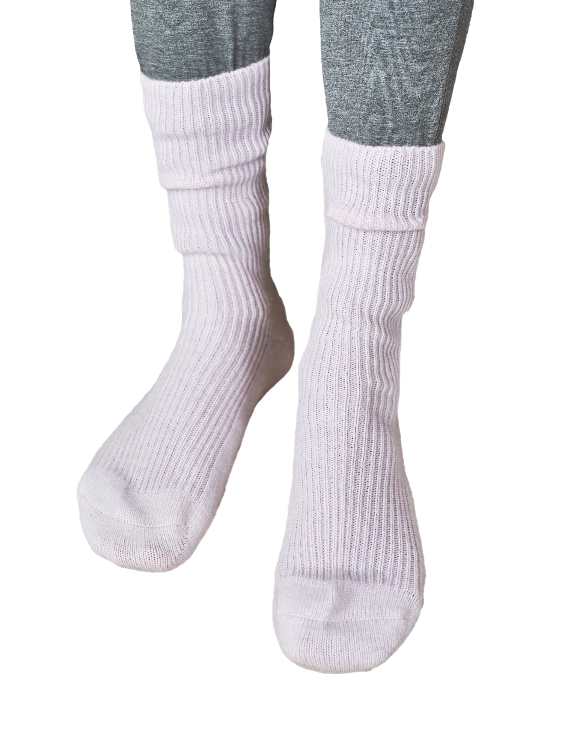Product image 2 of 2, which shows Pure Collection Ribbed Cashmere Blend Socks, Rosemist, One Size