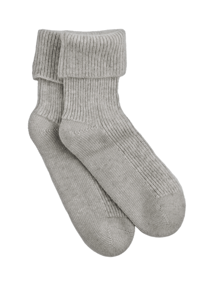 Pure Collection Ribbed Cashmere Blend Socks, Heather Dove