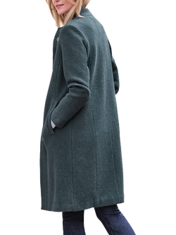 Pure Collection Boucle Wool Blend Longline Coat, Forest - view 2, Forest