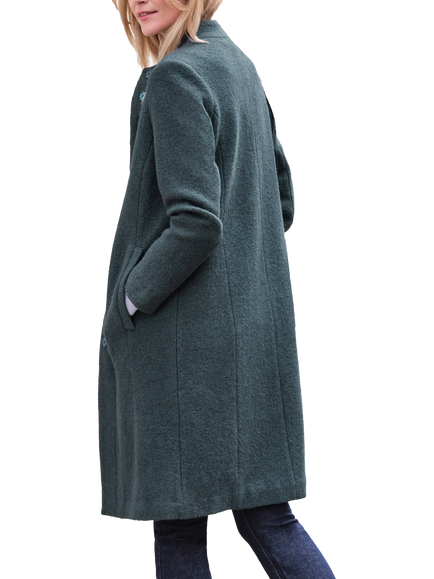 Pure Collection Boucle Wool Blend Longline Coat, Forest - view 2, Forest
