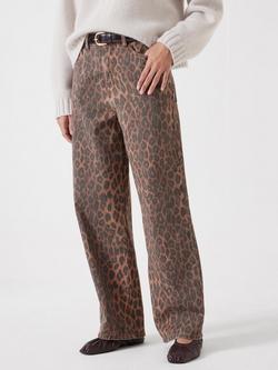 HUSH Slouchy Fit Leopard Print Jeans, Brown/Multi