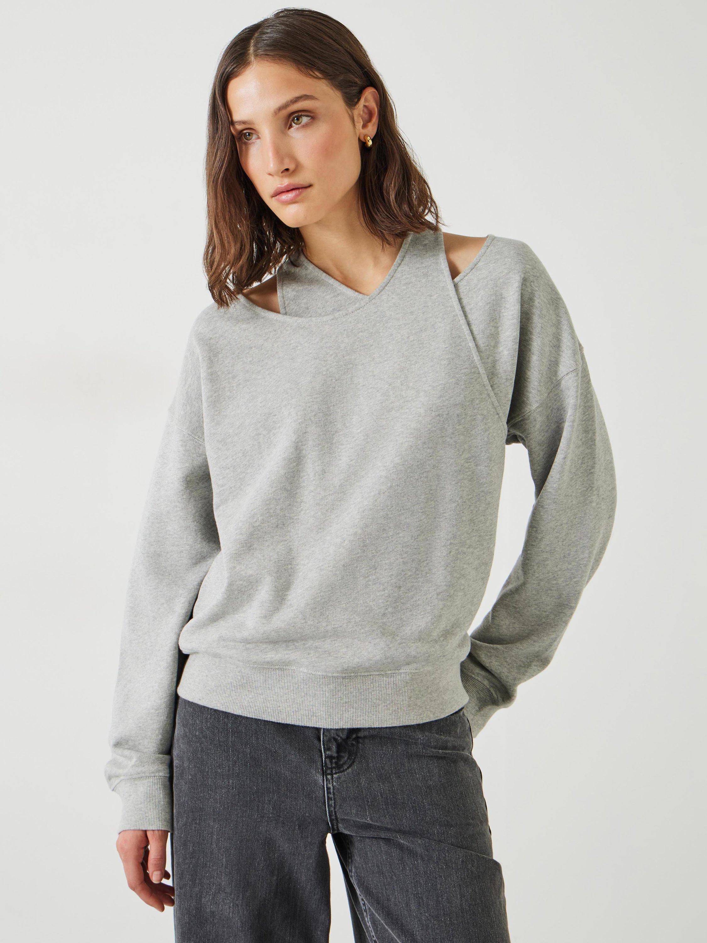 Product image 1 of 6, which shows HUSH Beck Cut Out Sweatshirt, Grey, L