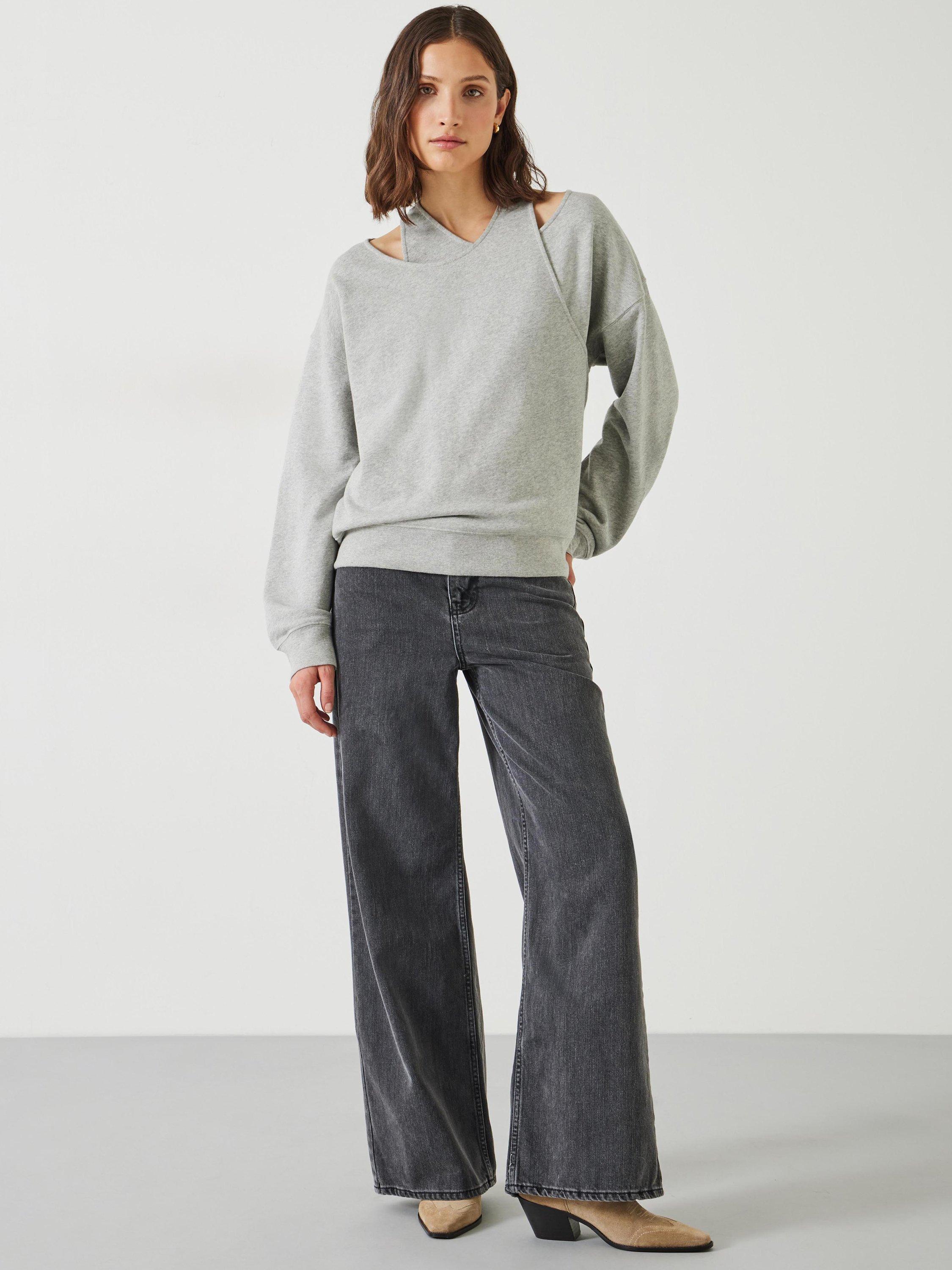 Product image 3 of 6, which shows HUSH Beck Cut Out Sweatshirt, Grey, L