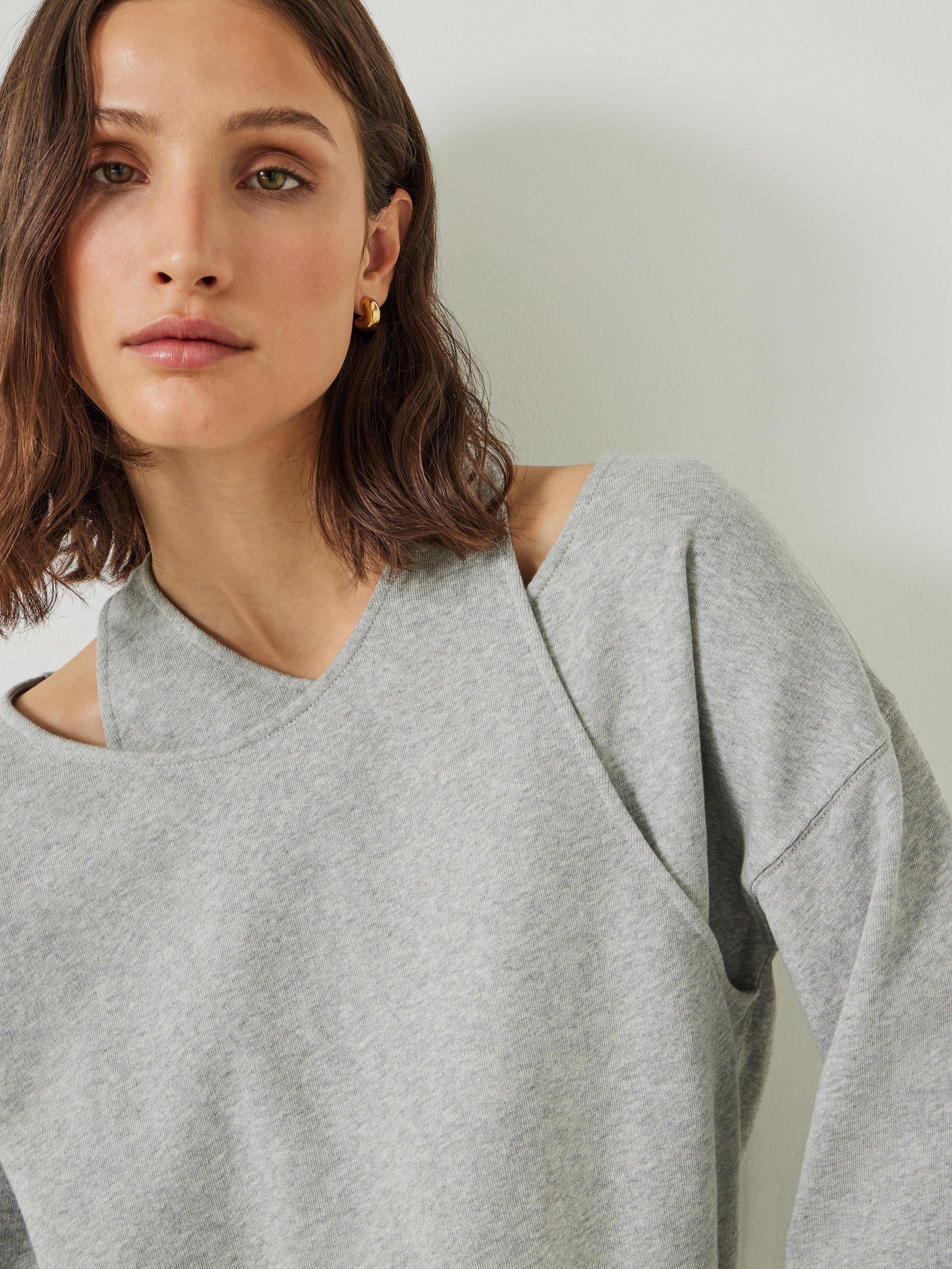Product image 5 of 6, which shows HUSH Beck Cut Out Sweatshirt, Grey, L