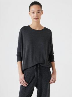 HUSH Gillian Ecovero Wide Jersey Top, Dark Grey