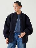 HUSH Aiden Oversized Wool Rich Bomber Jacket, Navy