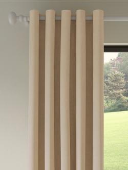 John Lewis Textured Weave Pair Blackout Lined Eyelet Curtains, Oatmeal