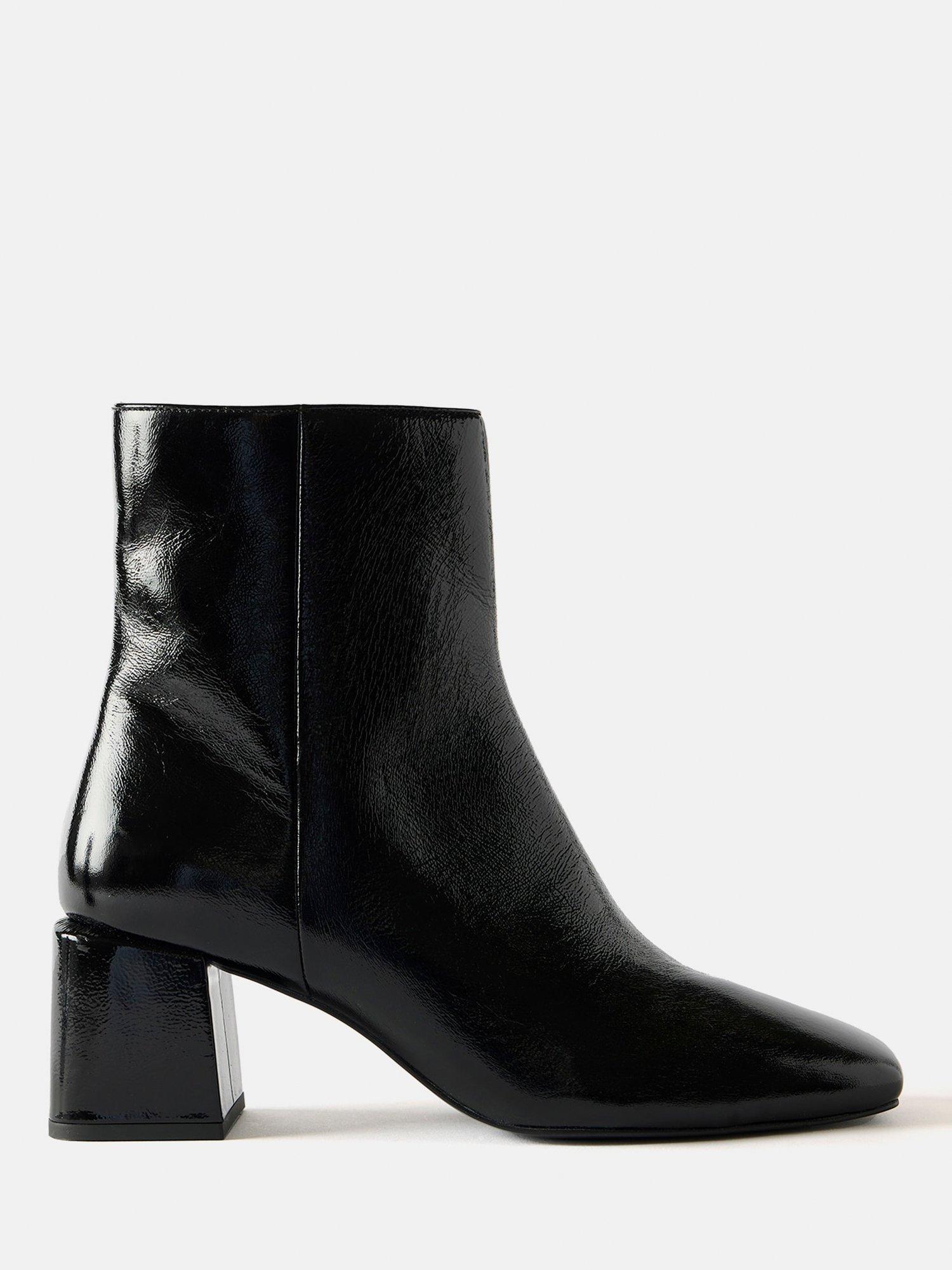 Mint Velvet Patent Leather Ankle Boots, Black
