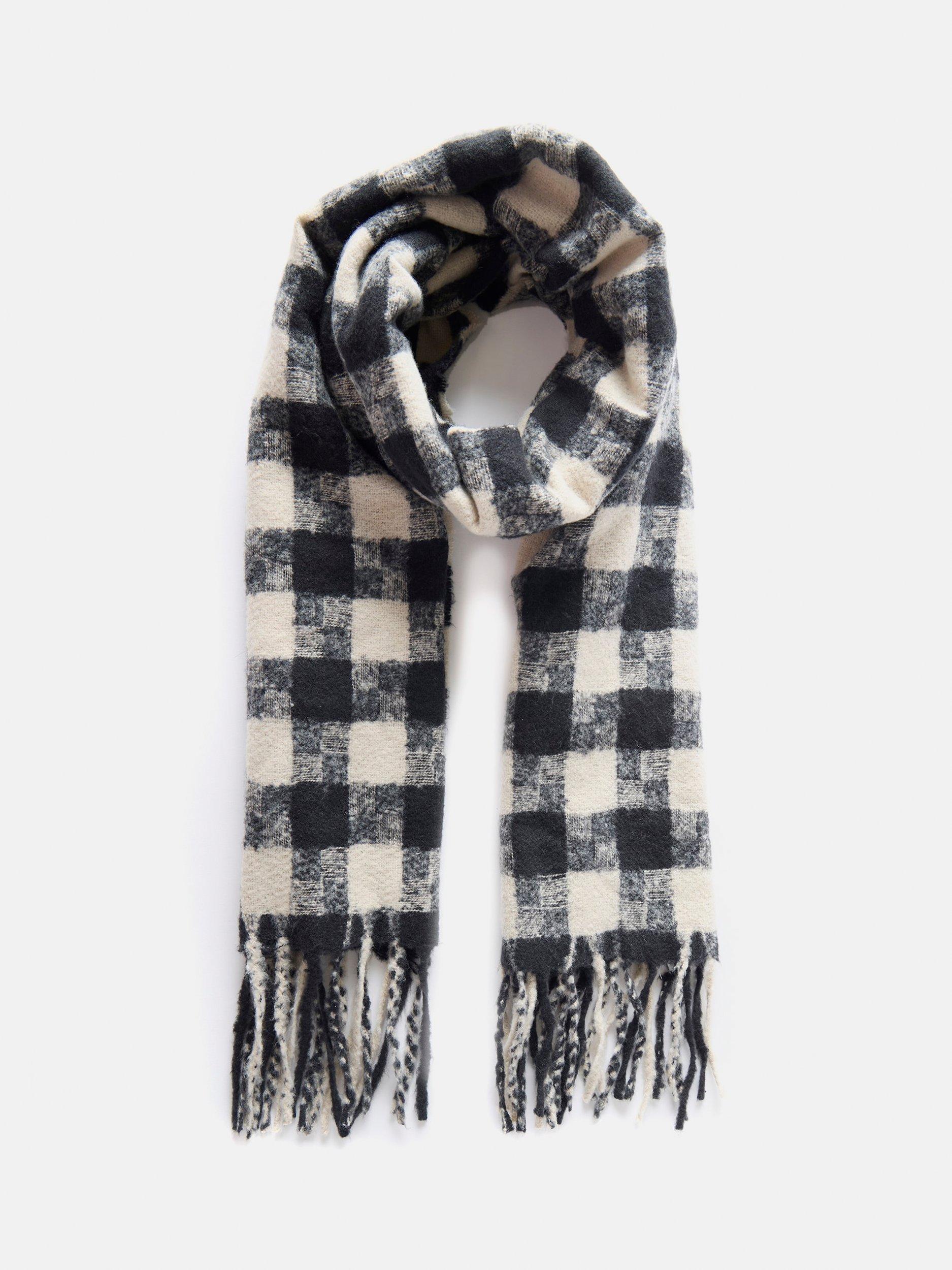 Mint Velvet Houndstooth Check Scarf, Black