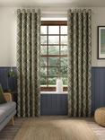John Lewis Native Weave Pair Lined Eyelet Curtains, Avocado