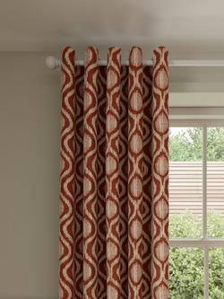 John Lewis Trellis Weave Pair Lined Eyelet Curtains, Auburn, Auburn