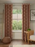 John Lewis Trellis Ikat Weave Pair Lined Eyelet Curtains, Auburn