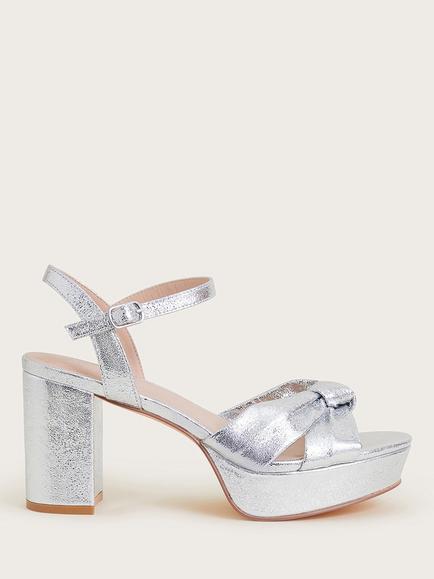 Monsoon Twist Knot Platform Heels, Silver, Silver