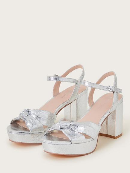 Monsoon Twist Knot Platform Heels, Silver - view 2, Silver