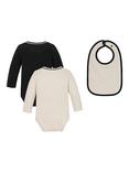 Calvin Klein Baby Monogram Bodysuit & Bib Gift Set, Black/Beige