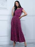 Jolie Moi Karlee Leopard Print Maxi Dress, Cerise