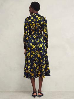 Hobbs Amelia Floral Shirt Dress, Navy/Yellow - view 2, Navy/Yellow
