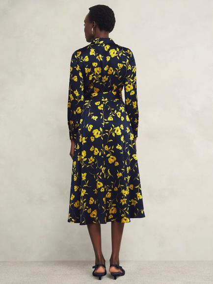 Hobbs Amelia Floral Shirt Dress, Navy/Yellow - view 2, Navy/Yellow