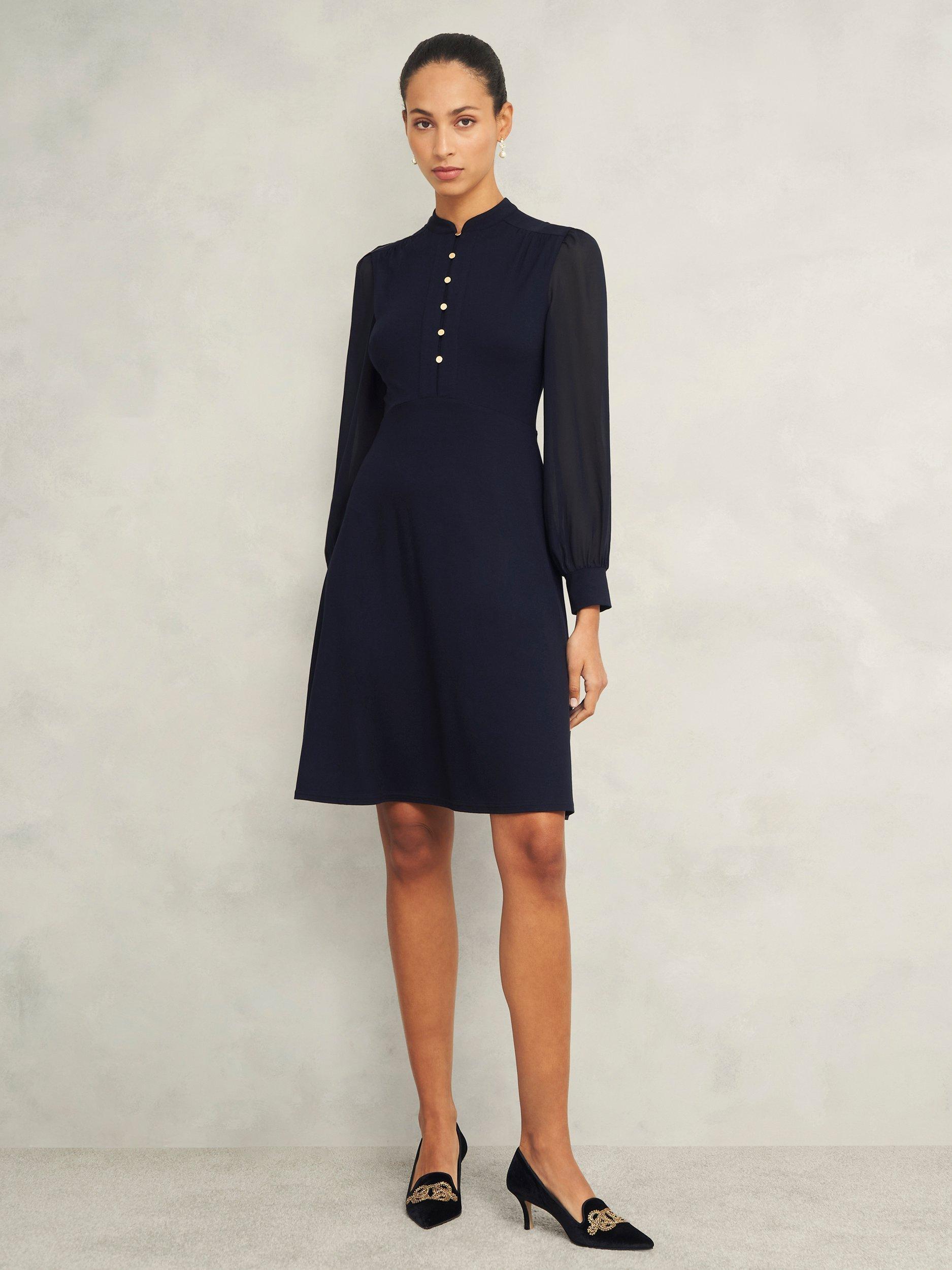 Product image 1 of 5, which shows Hobbs Liberty Jersey Dress, Hobbs Navy, 10