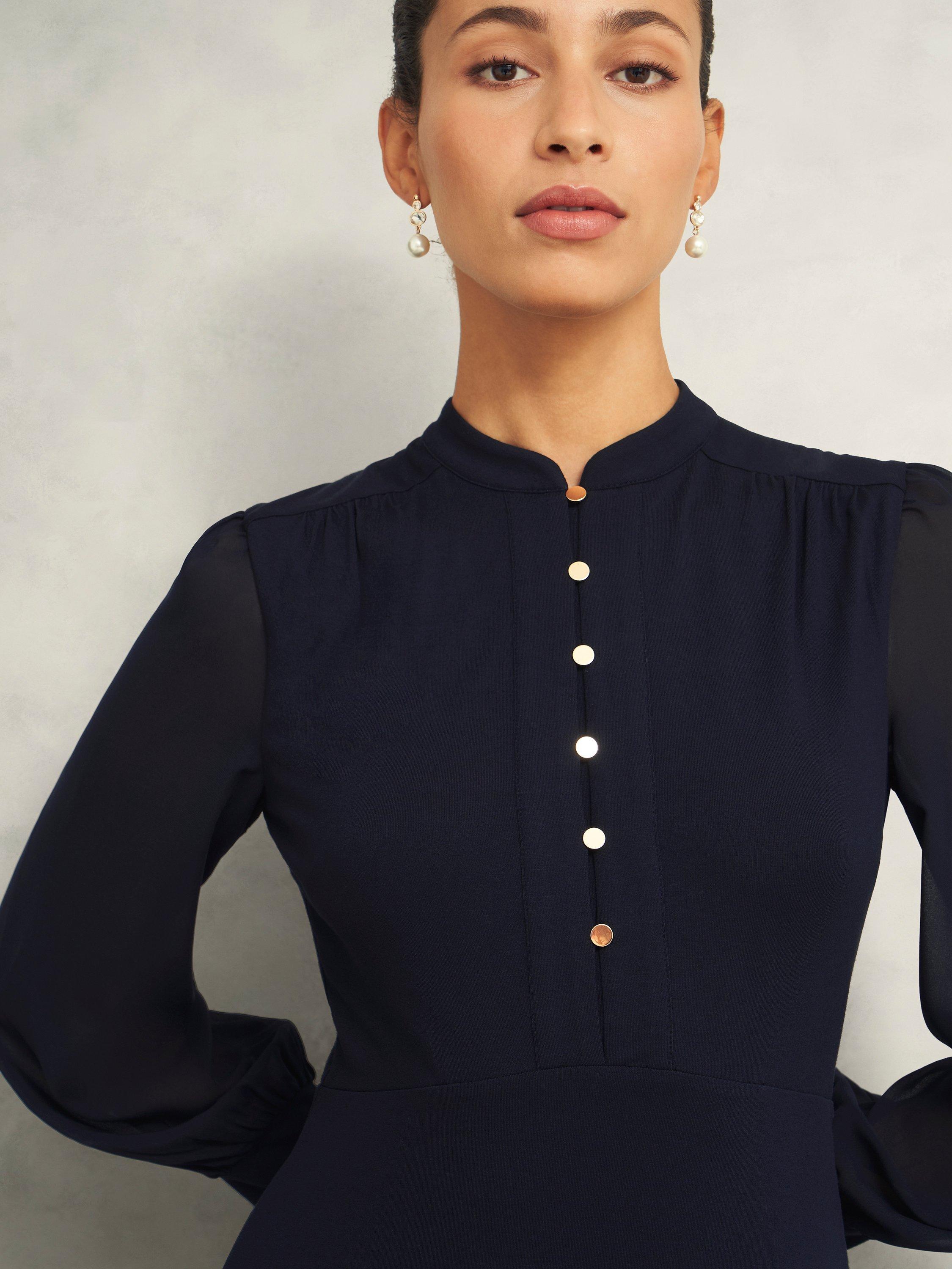 Product image 5 of 5, which shows Hobbs Liberty Jersey Dress, Hobbs Navy, 10