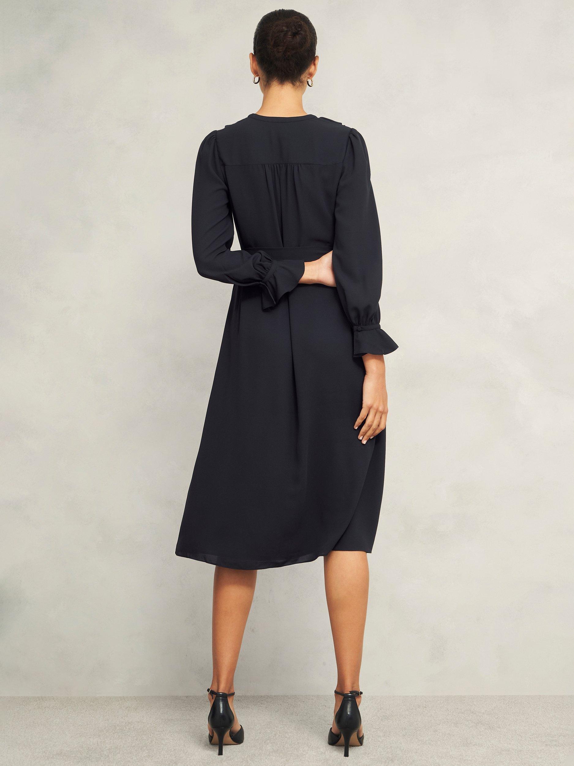 Product image 2 of 6, which shows Hobbs Maisie Ruffle Dress, Hobbs Black, 10