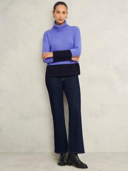 Hobbs Melodie Colour Block Wool Rich Jumper, Hobbs Blue/Navy, Hobbs Blue/Navy