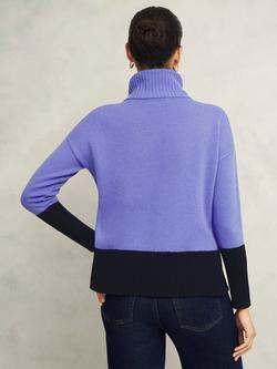 Hobbs Melodie Colour Block Wool Rich Jumper, Hobbs Blue/Navy - view 2, Hobbs Blue/Navy