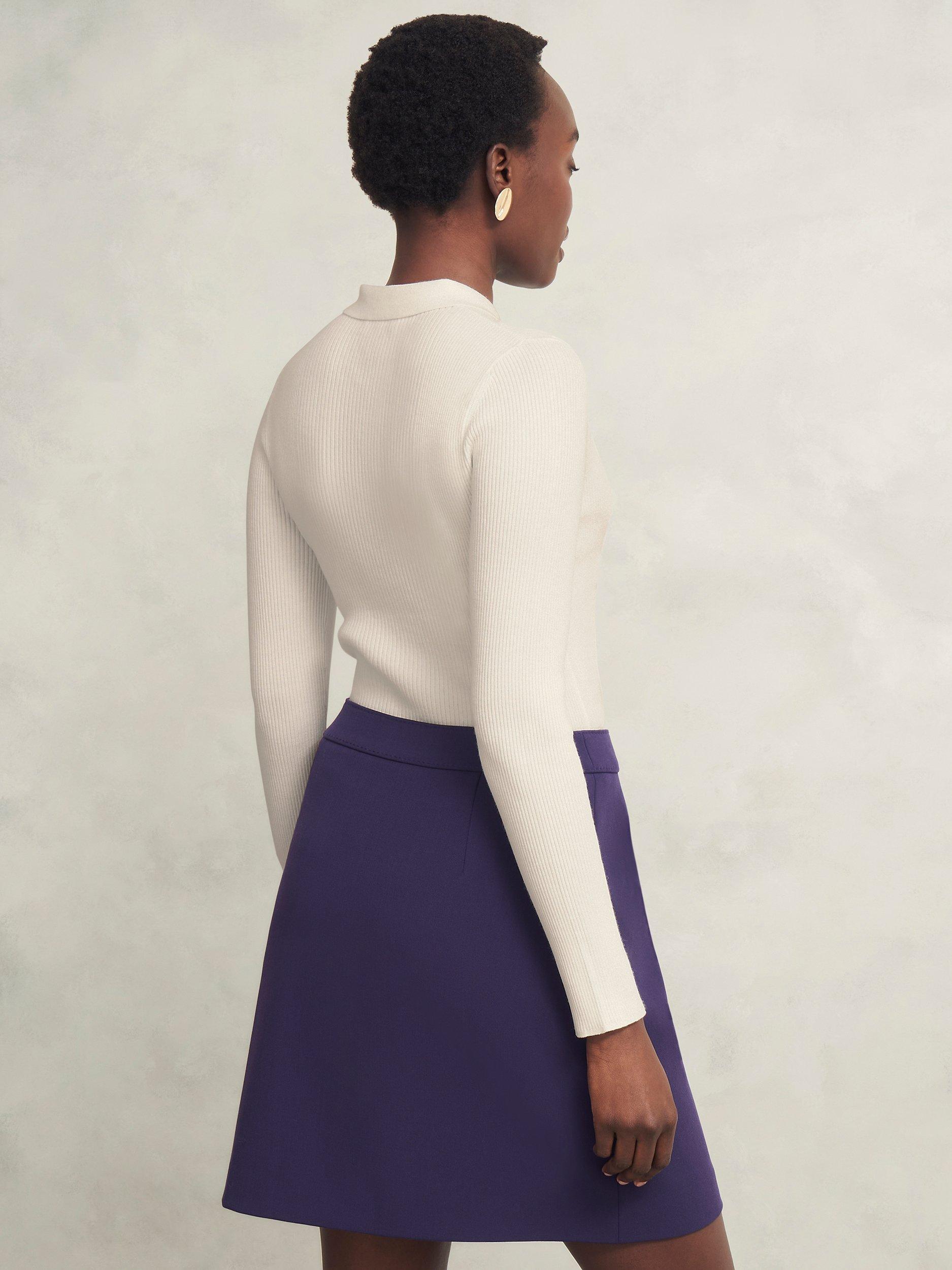 Product image 2 of 5, which shows Hobbs Sierra Knitted Shirt, Warm Ivory, L