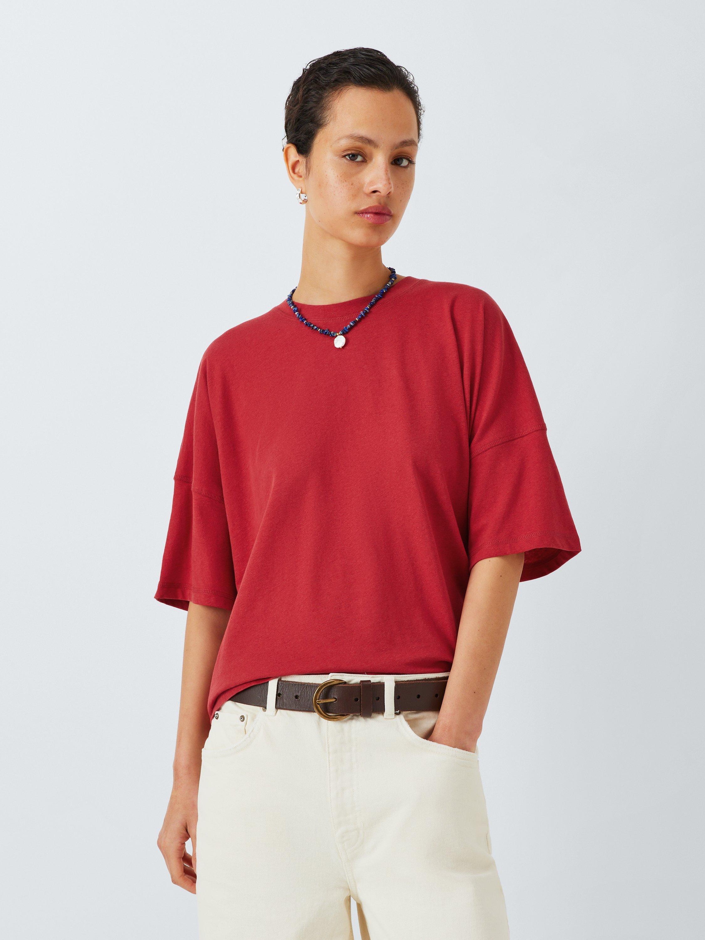 Product image 1 of 6, which shows AND/OR Lottie Boxy T-Shirt, Red, 20