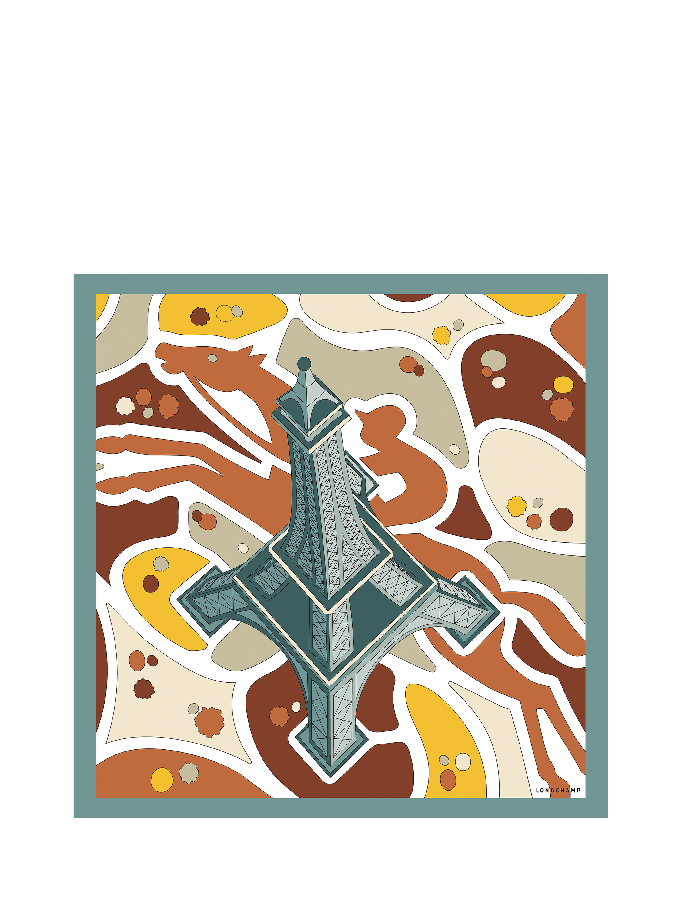 Longchamp Eiffel Tower Silk Scarf, Vervaine/Multi