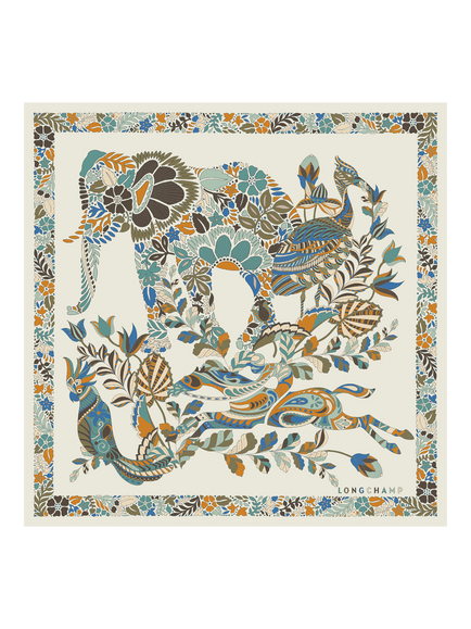 Longchamp Forêt Silk Square Scarf, Paper