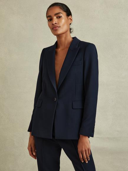 Reiss Petite Gabi Tailored Single Breasted Suit Blazer, Navy