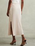 Reiss Pippa Ribbed Split Hem Midi Skirt, Stone, Stone