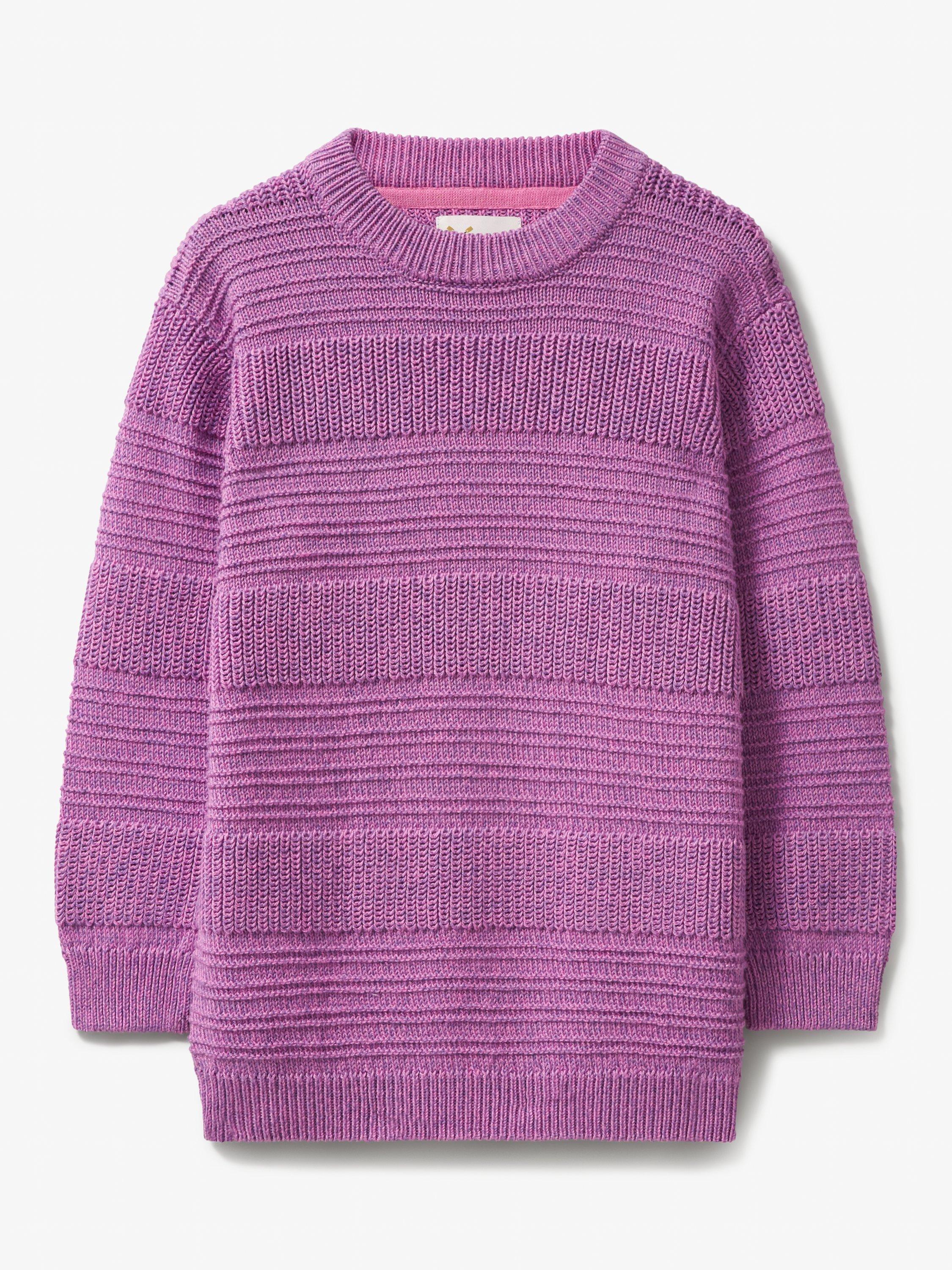 Product image 1 of 3, which shows Crew Clothing Kids' Mixed Stripe Textured Jumper, Pink, 8-9 years