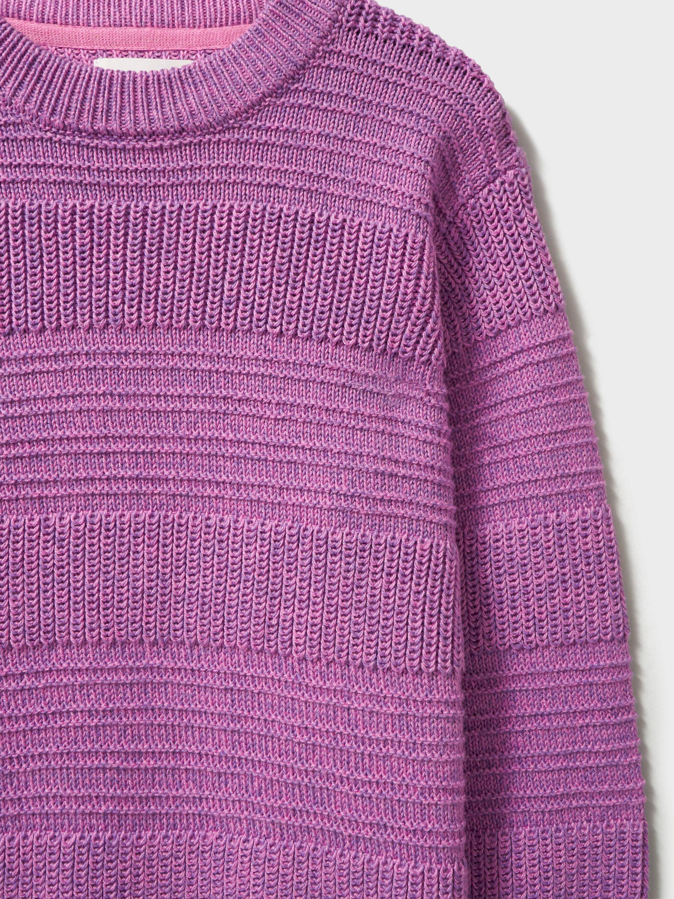 Product image 2 of 3, which shows Crew Clothing Kids' Mixed Stripe Textured Jumper, Pink, 8-9 years