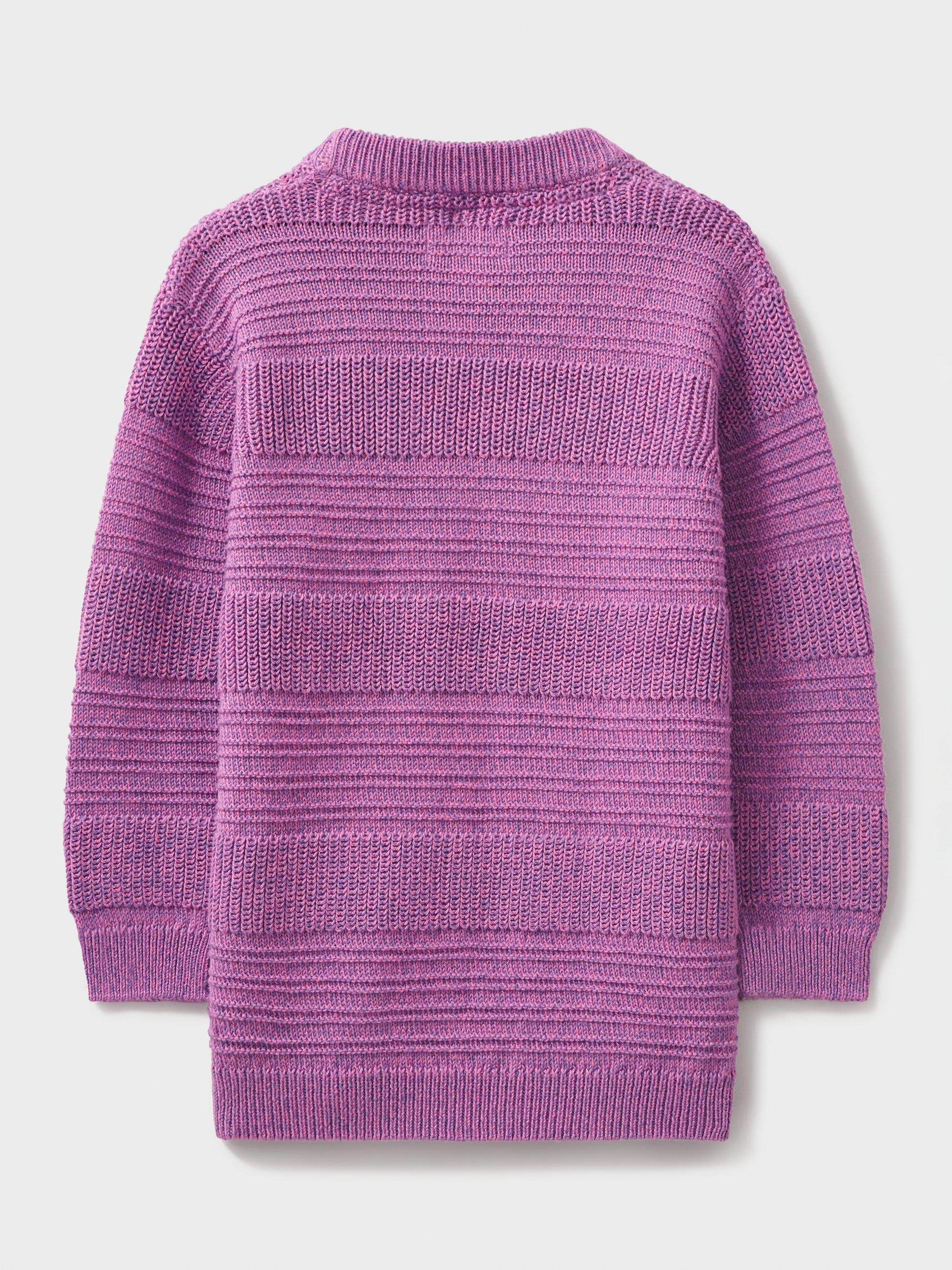 Product image 3 of 3, which shows Crew Clothing Kids' Mixed Stripe Textured Jumper, Pink, 8-9 years