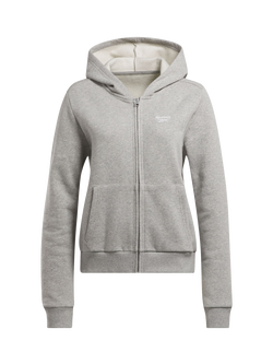 Reebok Women's ID Cotton Fleece Hoodie, Mgreyh/White, Mgreyh/White