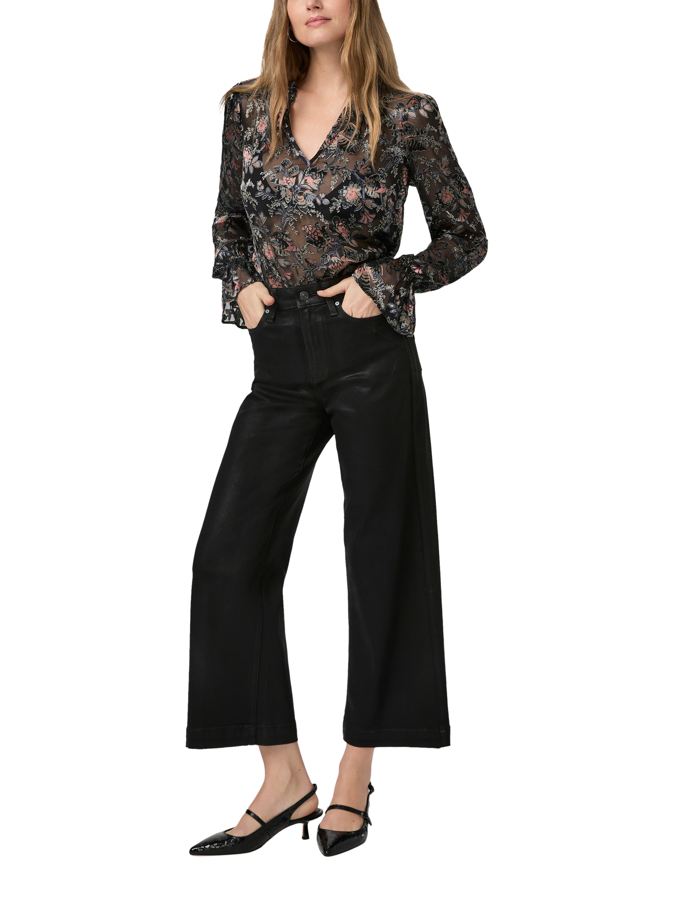 Product image 2 of 4, which shows PAIGE Laurin Floral Velvet Top, Black/Multi, M