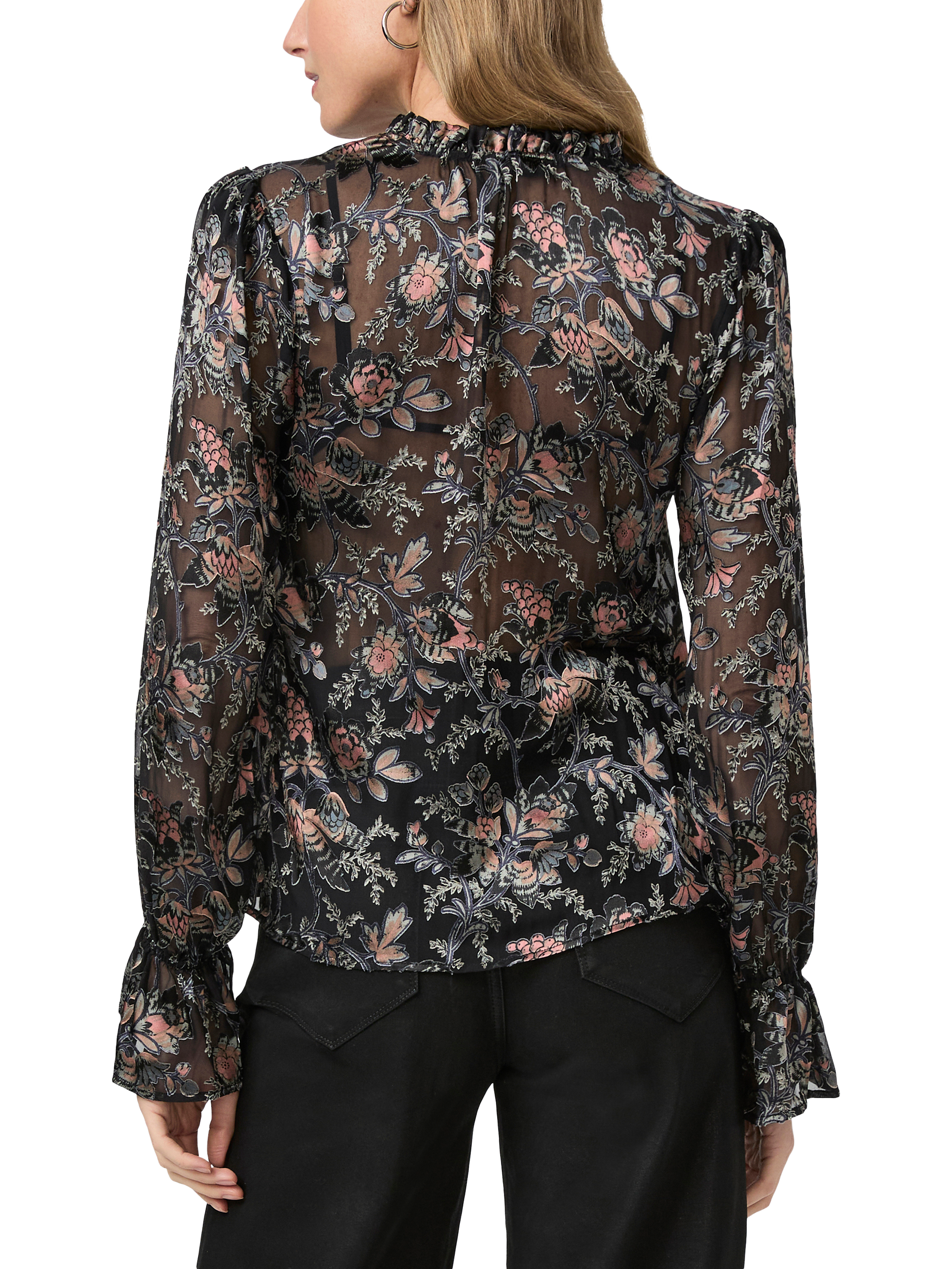 Product image 4 of 4, which shows PAIGE Laurin Floral Velvet Top, Black/Multi, M