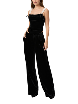 PAIGE Kara Velvet Trousers, Black, Black