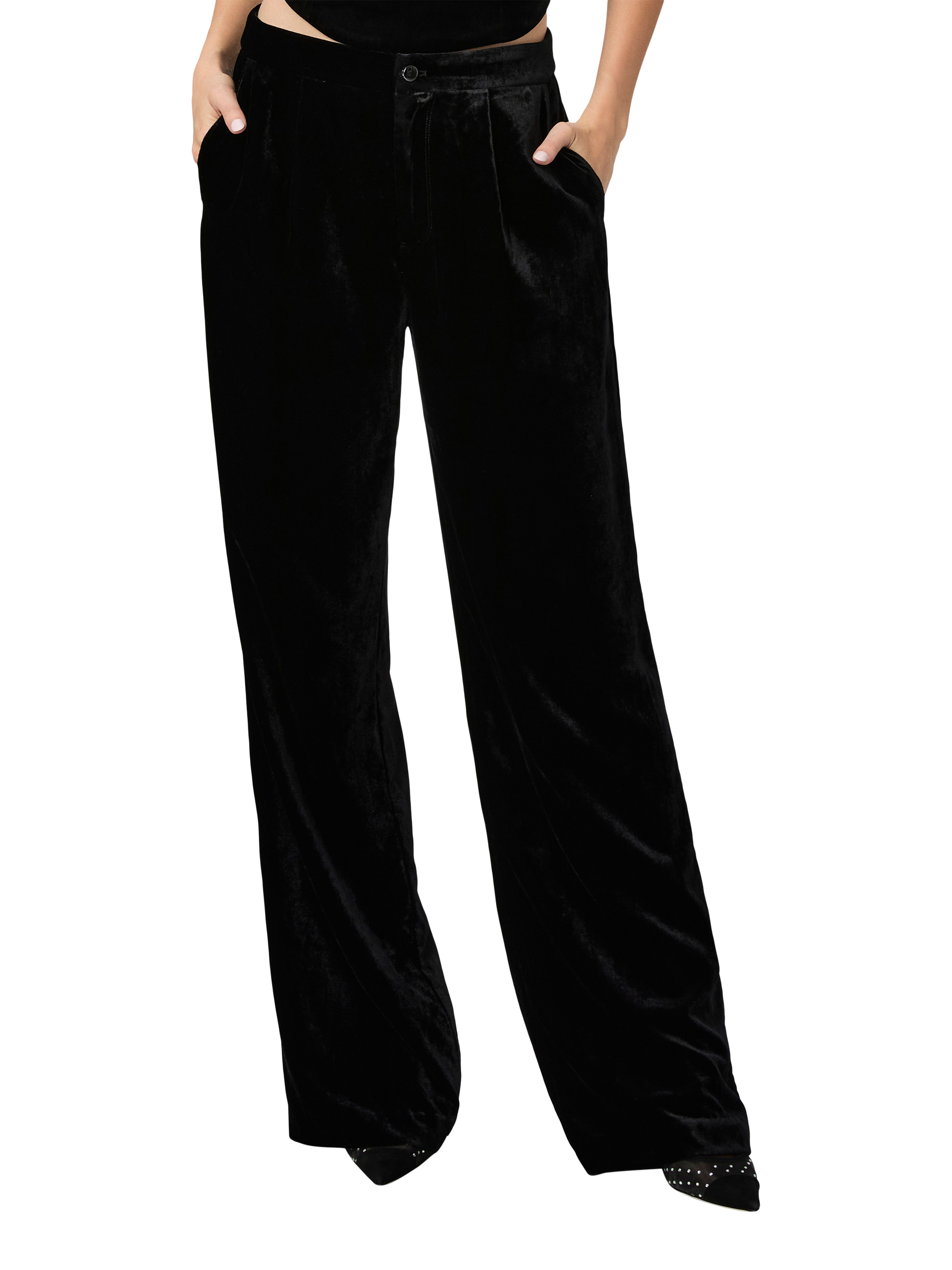 Product image 2 of 5, which shows PAIGE Kara Velvet Trousers, Black, 10