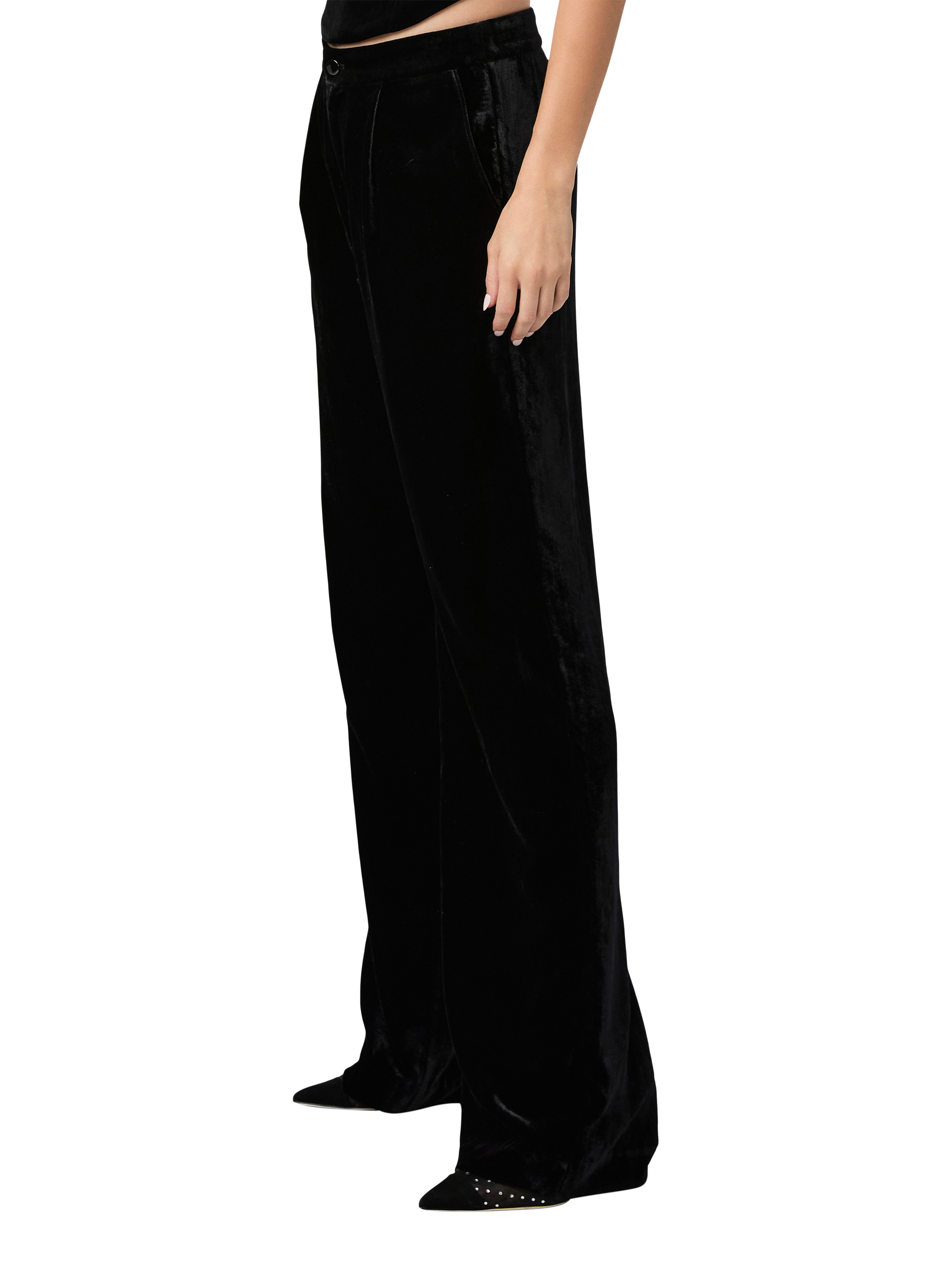 Product image 3 of 5, which shows PAIGE Kara Velvet Trousers, Black, 10