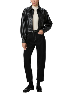 PAIGE Connor Faux Leather Shacket, Black - view 2, Black