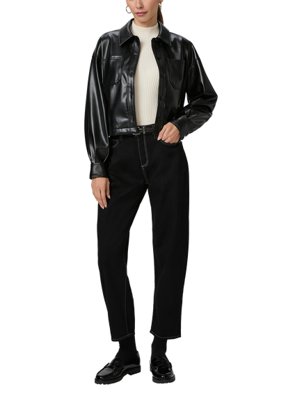 PAIGE Connor Faux Leather Shacket, Black - view 2, Black