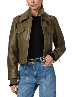 PAIGE Molina Leather Jacket, Spanish Moss - view 2, Spanish Moss
