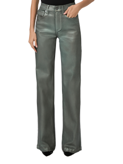 PAIGE Leenah Faux Leather Denim Jeans, Mystical Green Luxe - view 2, Mystical Green Luxe