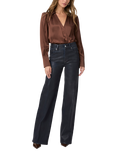 PAIGE Sasha High Rise Wide Leg Jeans, Glazed Indigo Coat