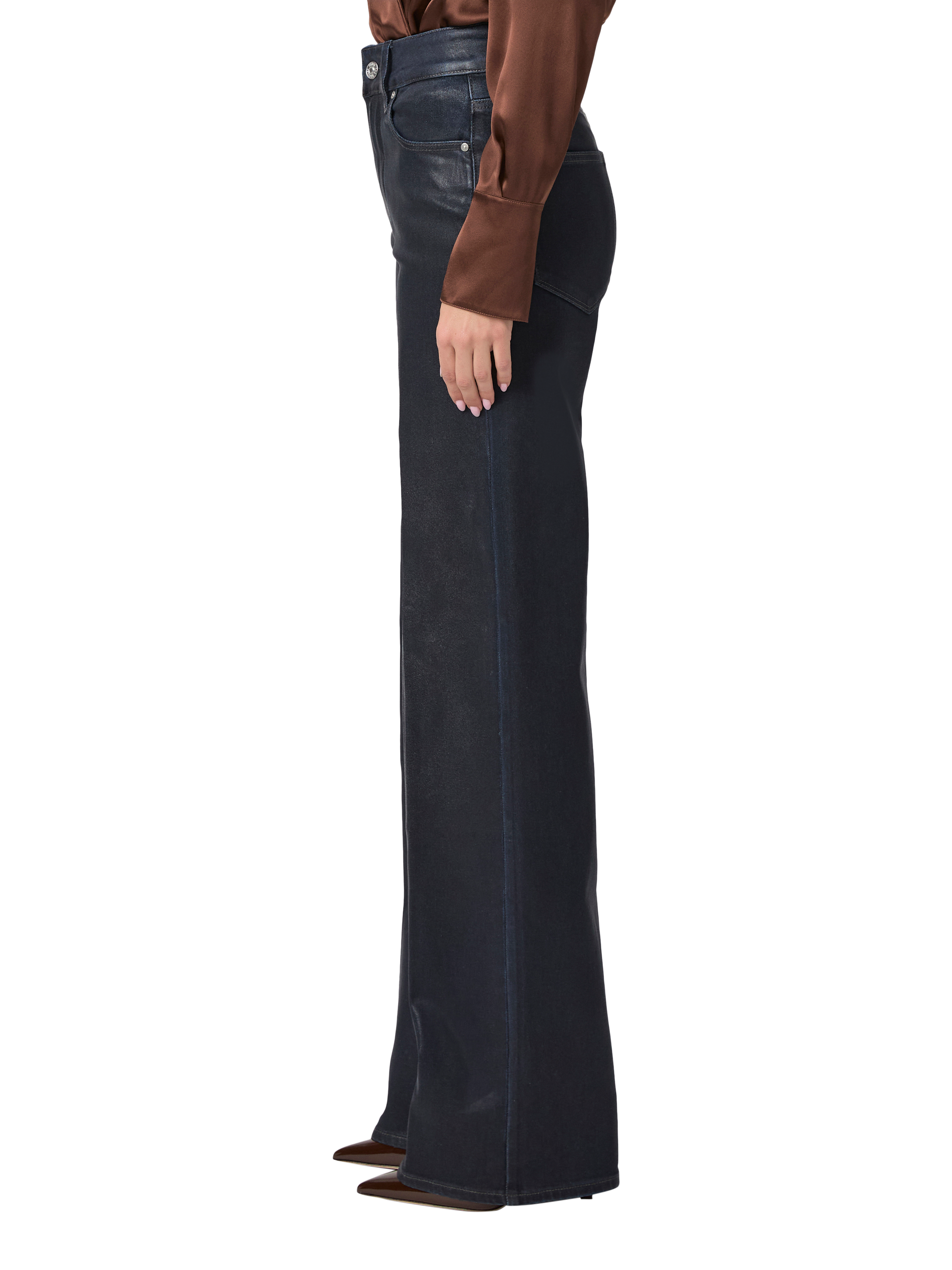 Product image 3 of 4, which shows PAIGE Sasha High Rise Wide Leg Jeans, Glazed Indigo Coat, 27