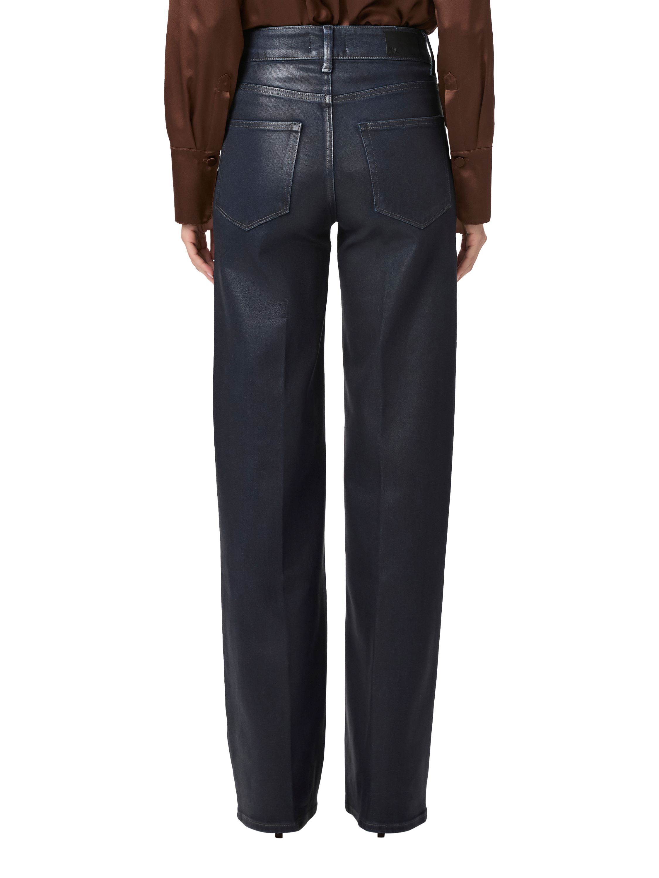 Product image 4 of 4, which shows PAIGE Sasha High Rise Wide Leg Jeans, Glazed Indigo Coat, 27