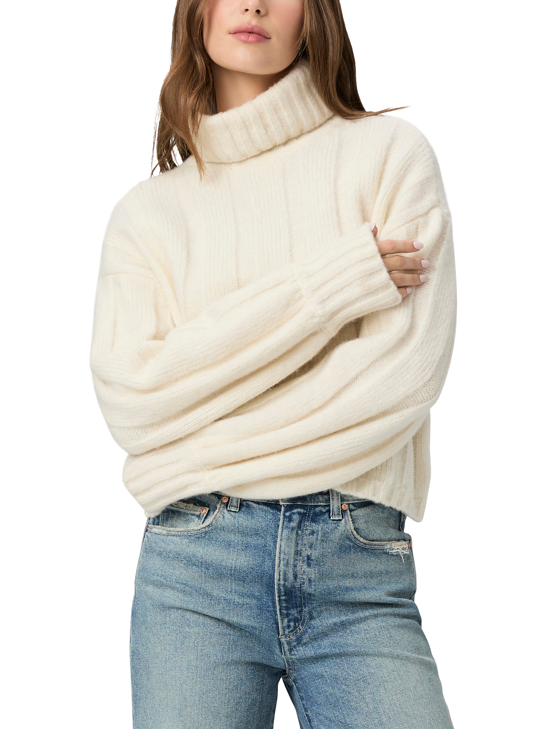 Product image 1 of 5, which shows PAIGE Roselia Wool Rich Jumper, Ivory, L